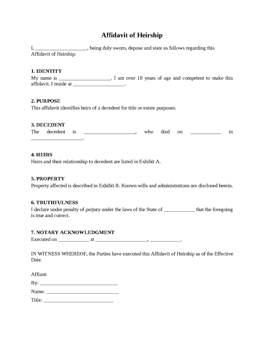 Affidavit of Heirship