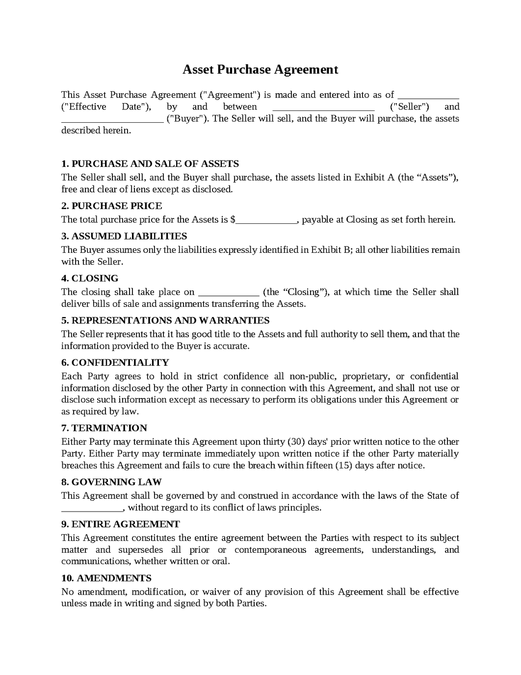 Asset Purchase Agreement