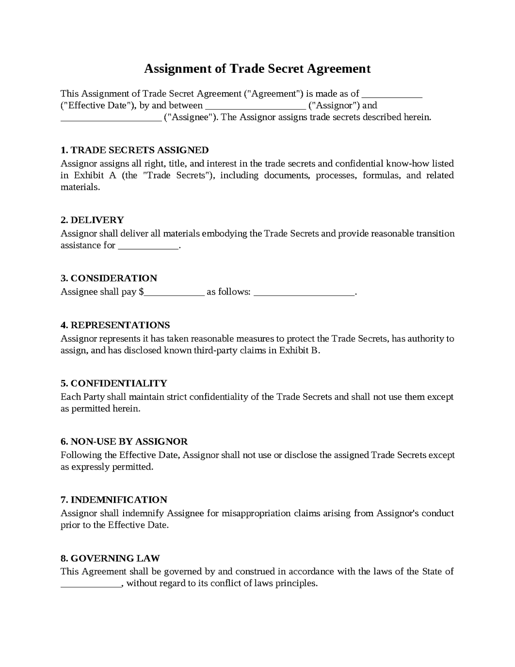 Assignment of Trade Secret Agreement
