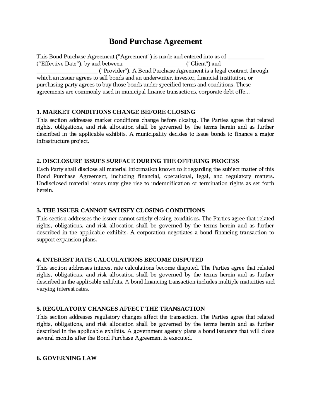 Bond Purchase Agreement