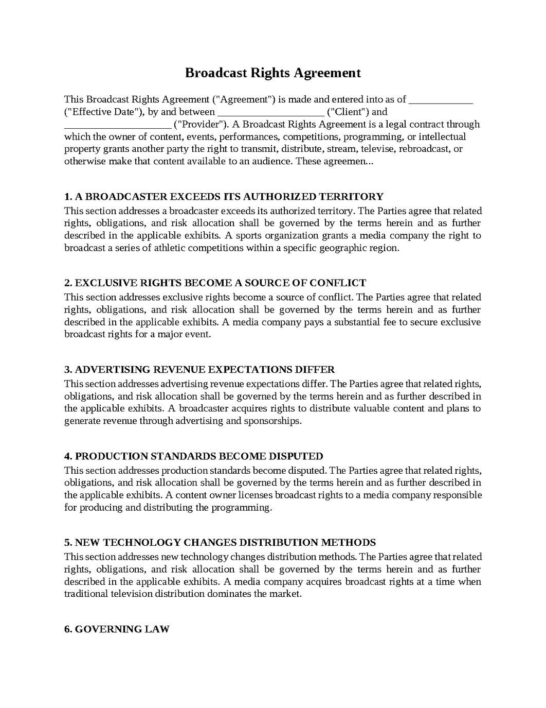 Broadcast Rights Agreement
