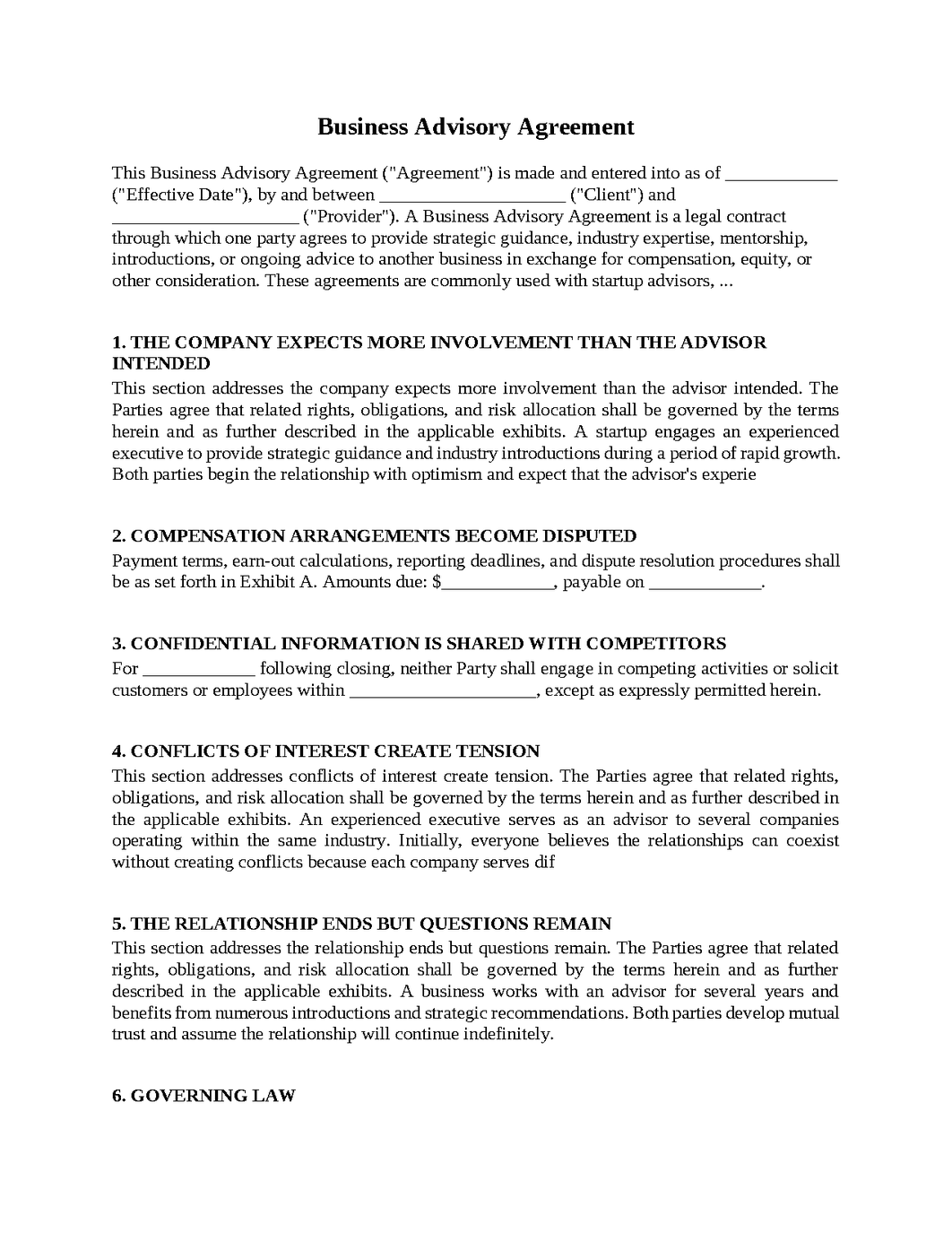 Business Advisory Agreement