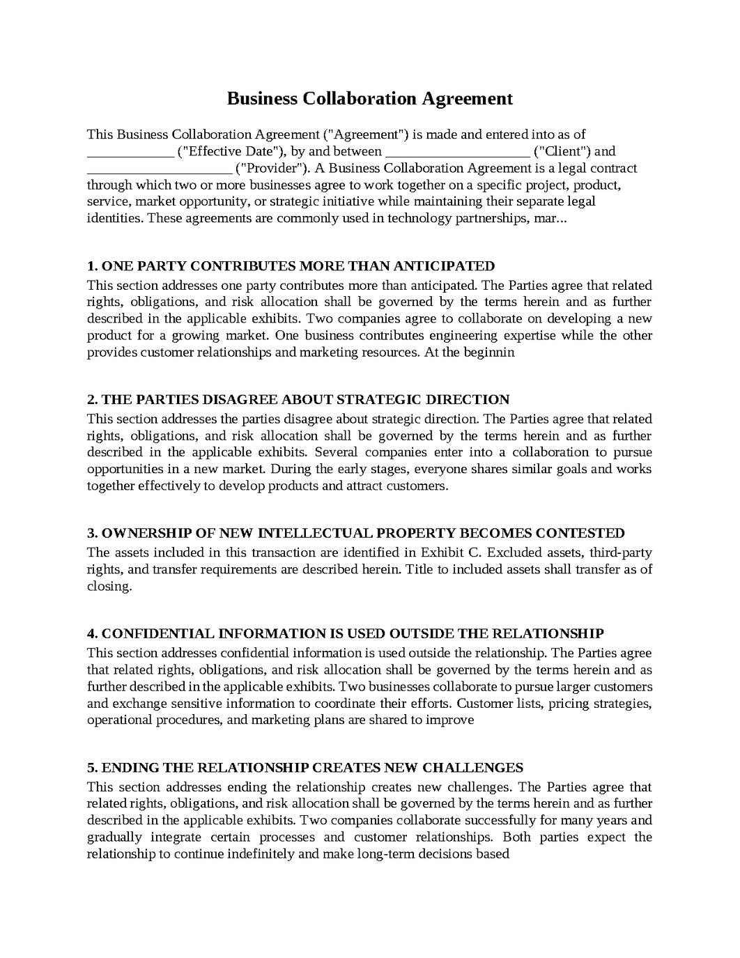 Business Collaboration Agreement