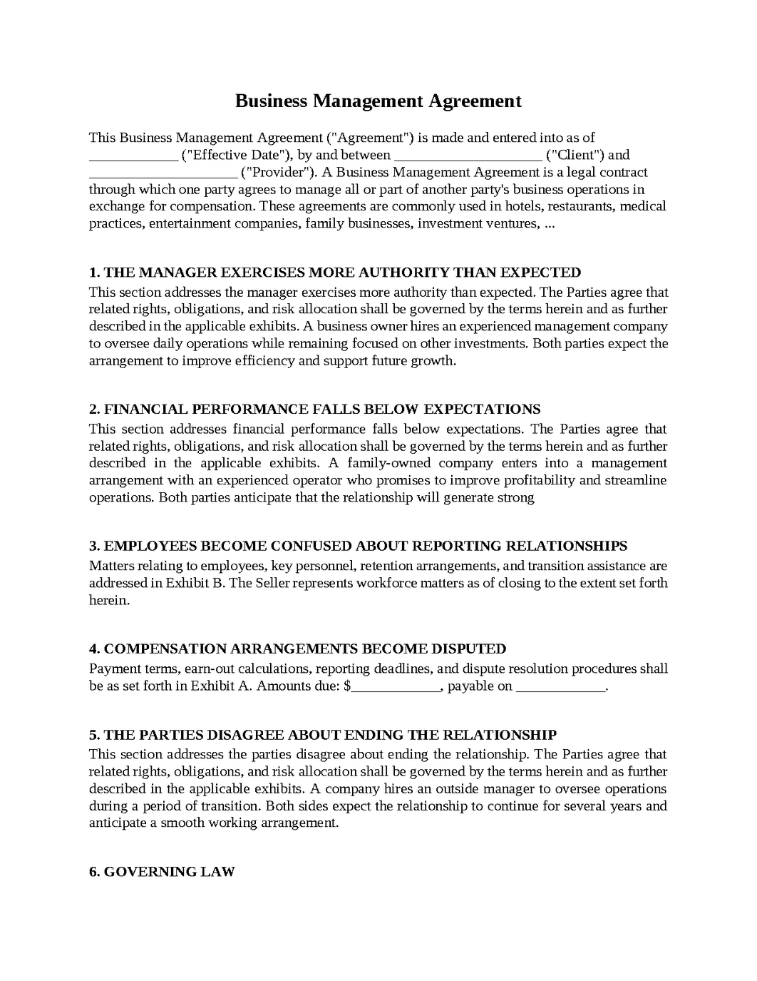 Business Management Agreement