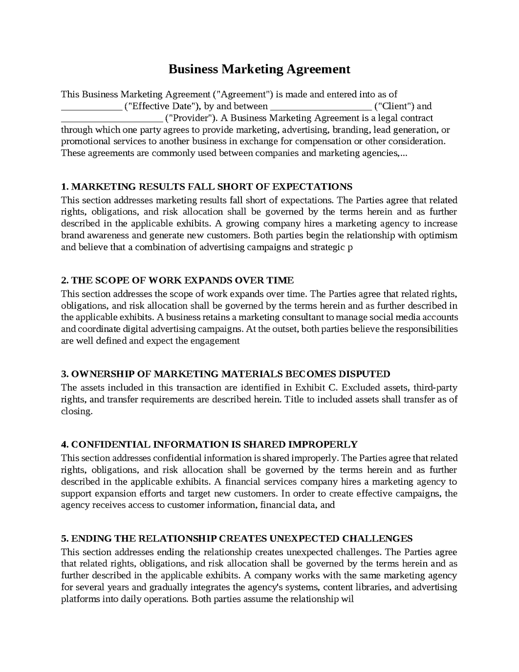 Business Marketing Agreement