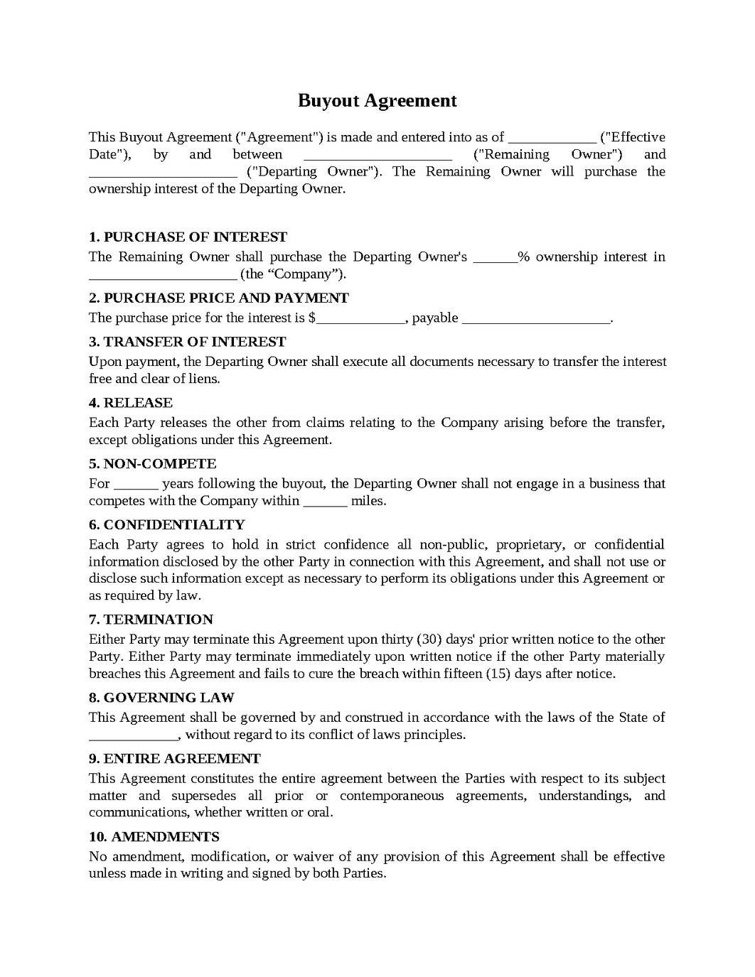 Buyout Agreement