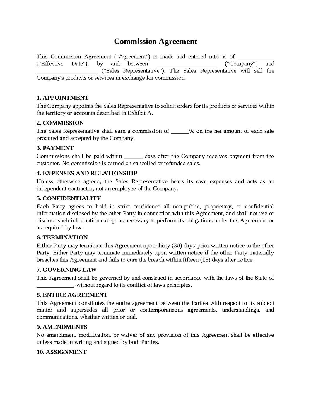 Commission Agreement
