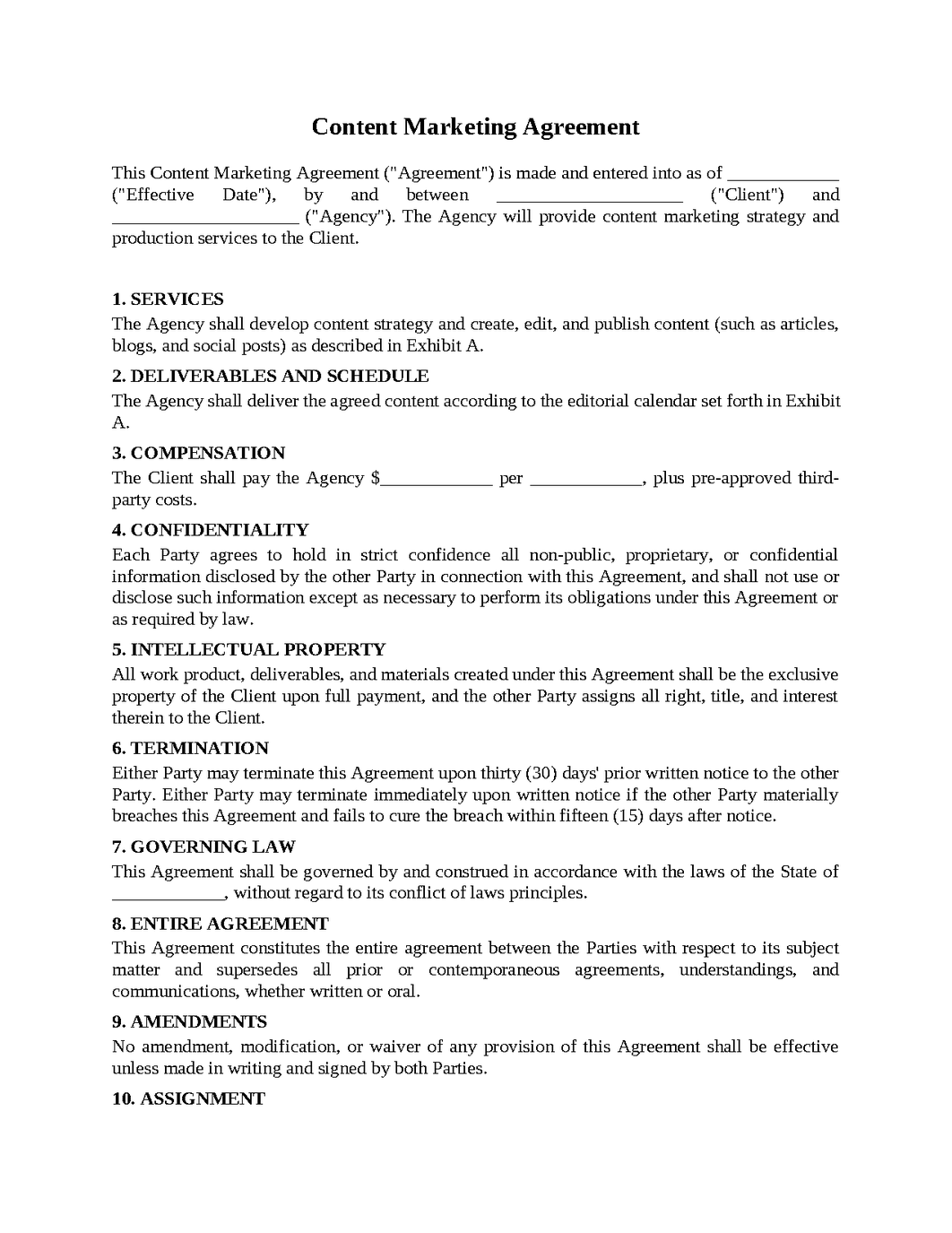 Content Marketing Agreement