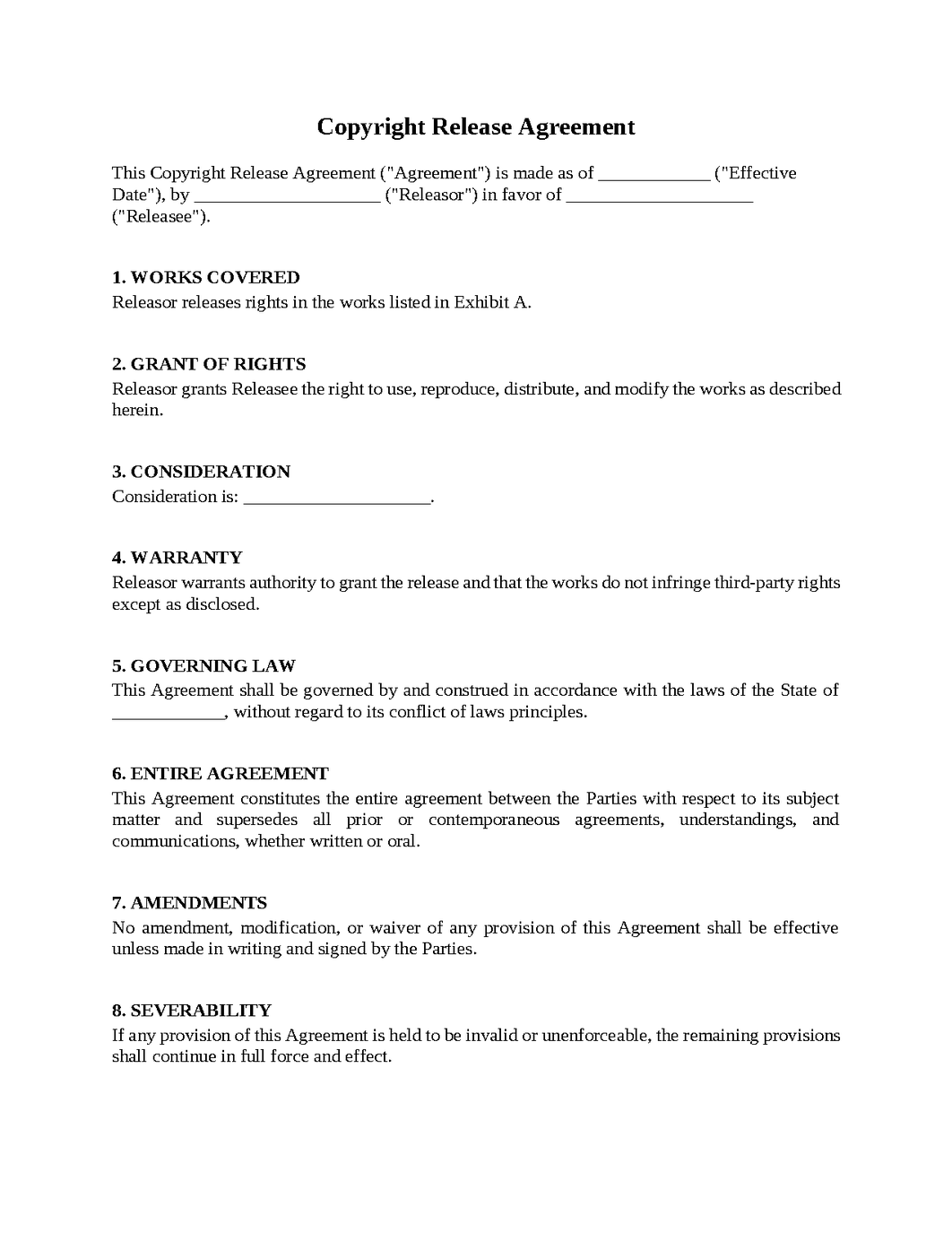 Copyright Release Agreement