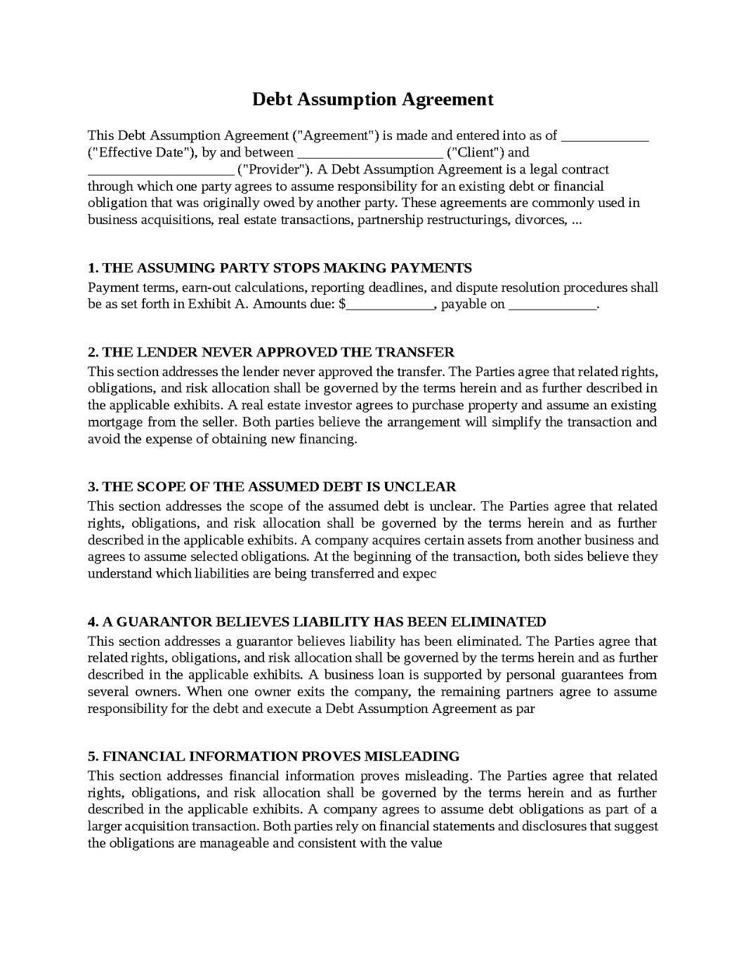 Debt Assumption Agreement