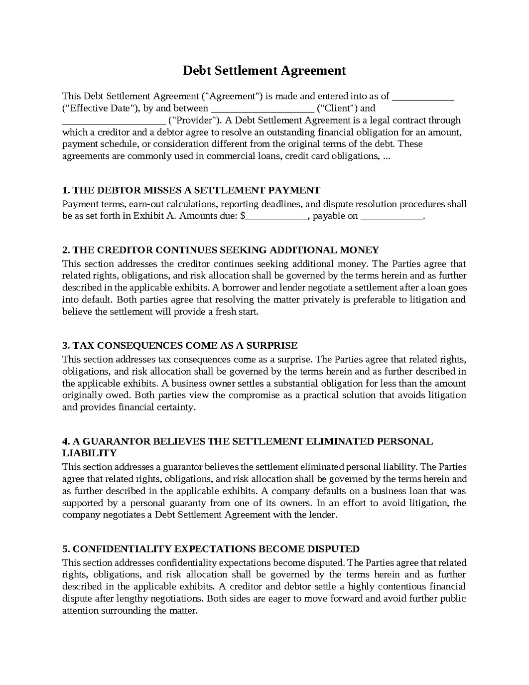 Debt Settlement Agreement