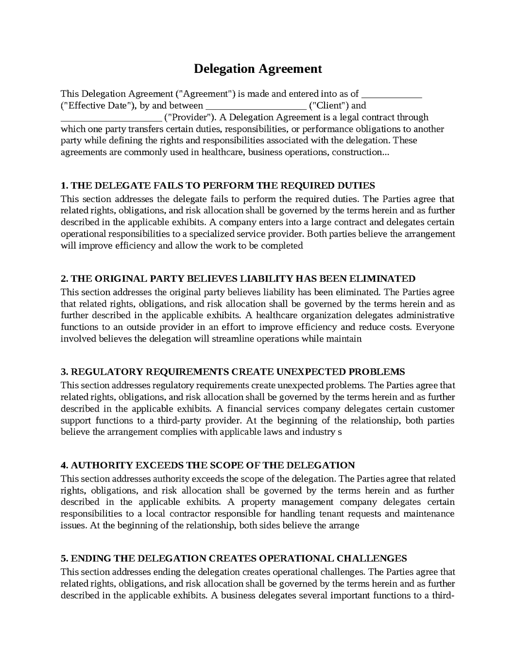 Delegation Agreement