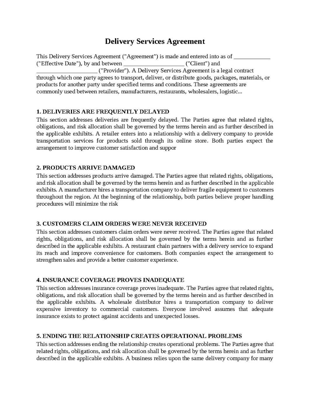 Delivery Services Agreement