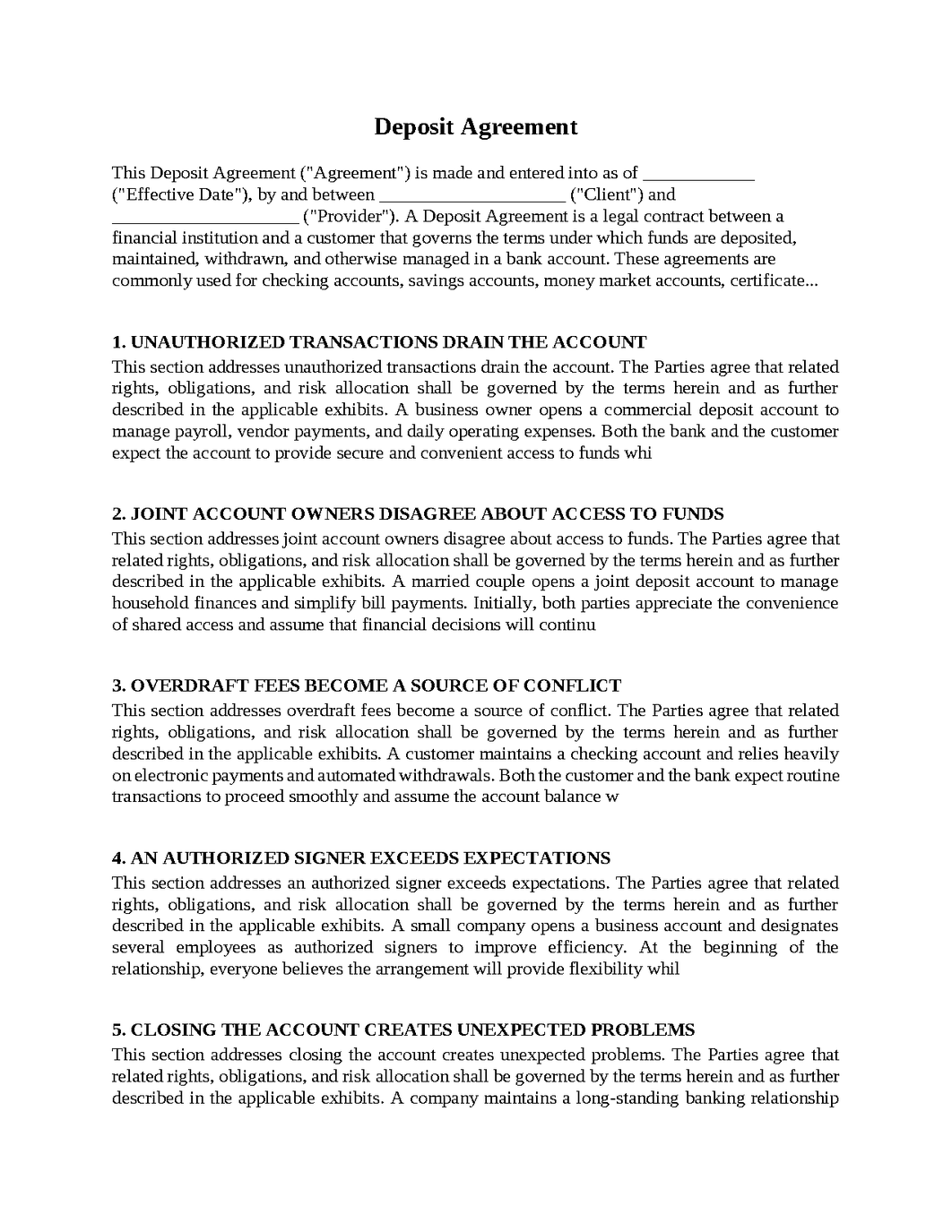Deposit Agreement