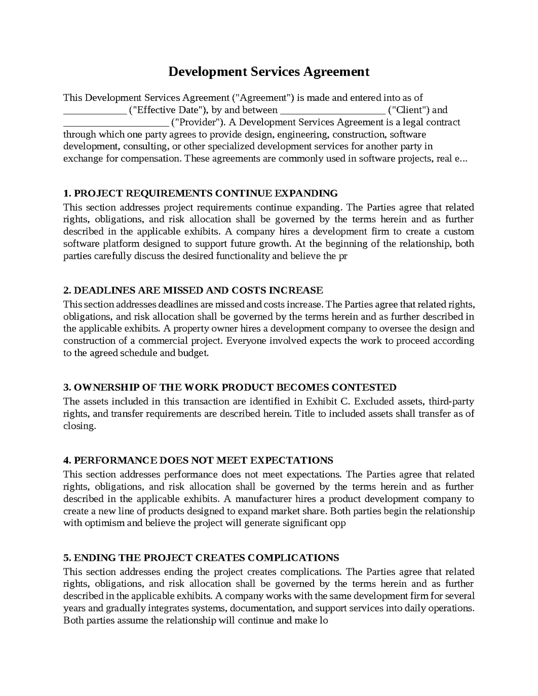 Development Services Agreement