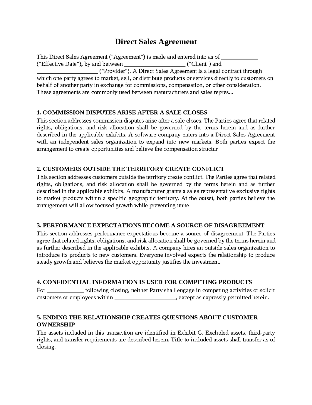 Direct Sales Agreement