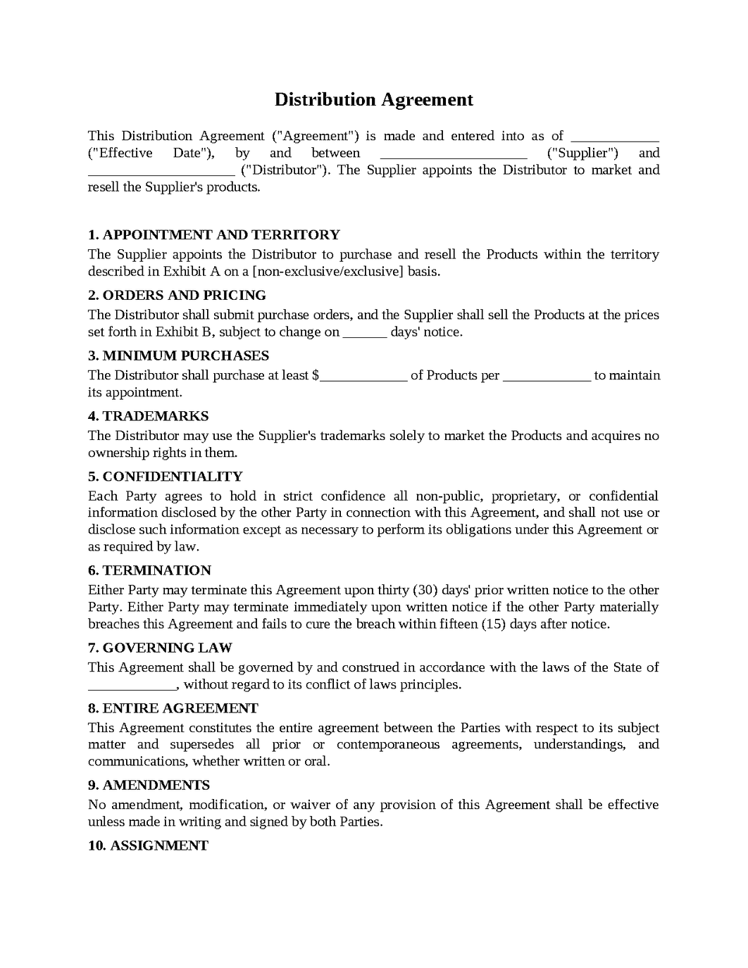 Distribution Agreement