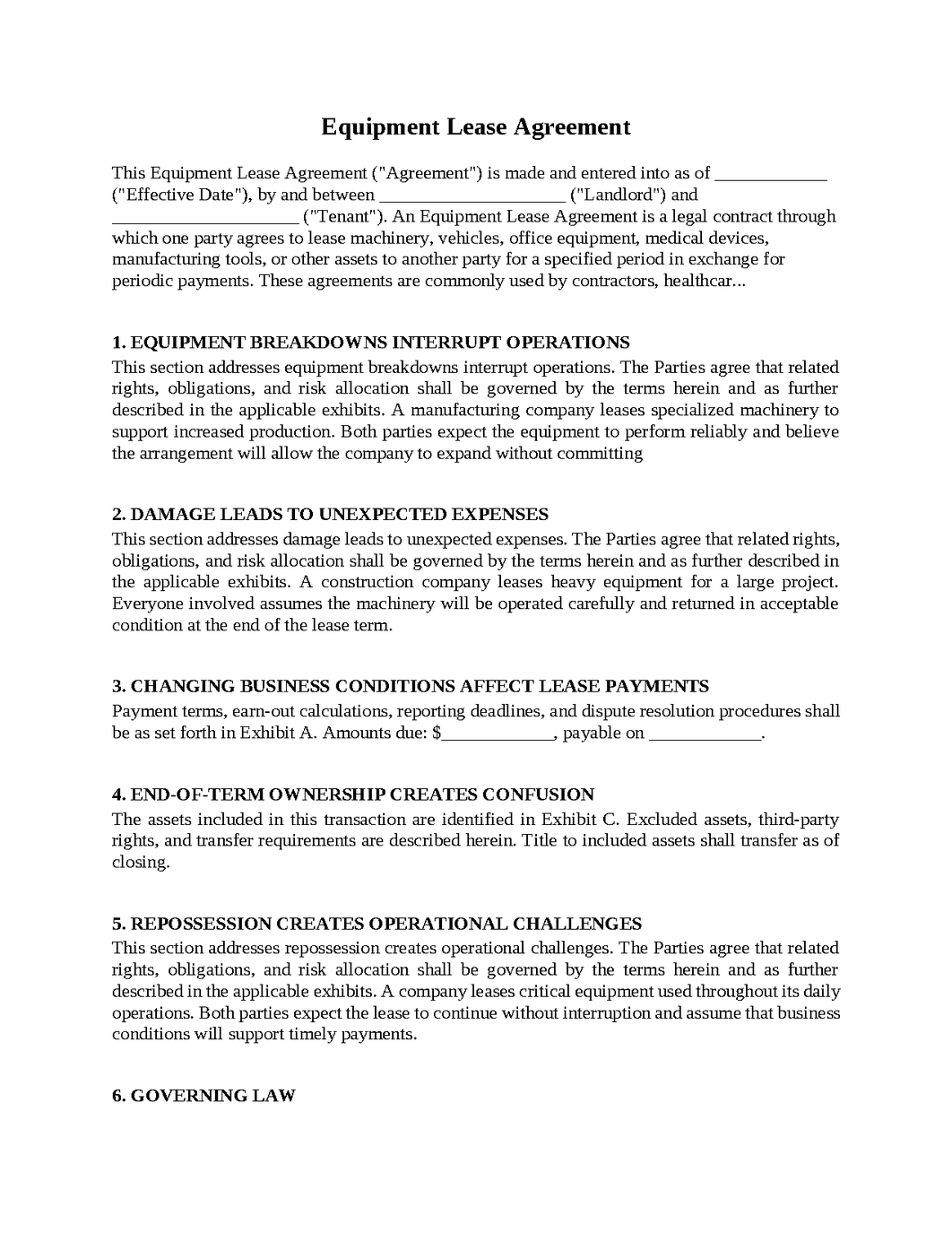 Equipment Lease Agreement