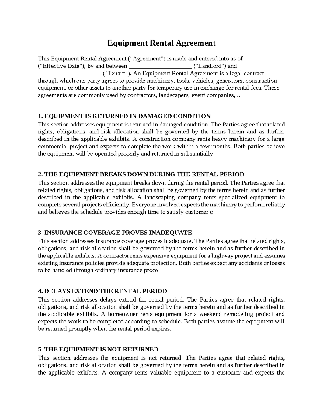 Equipment Rental Agreement