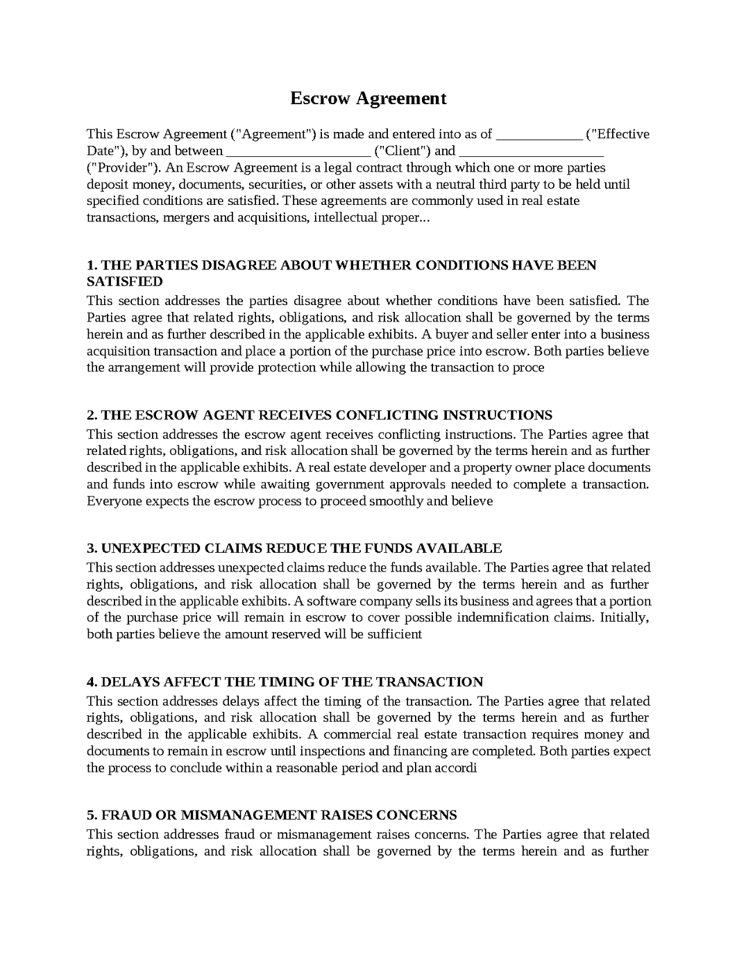 Escrow Agreement