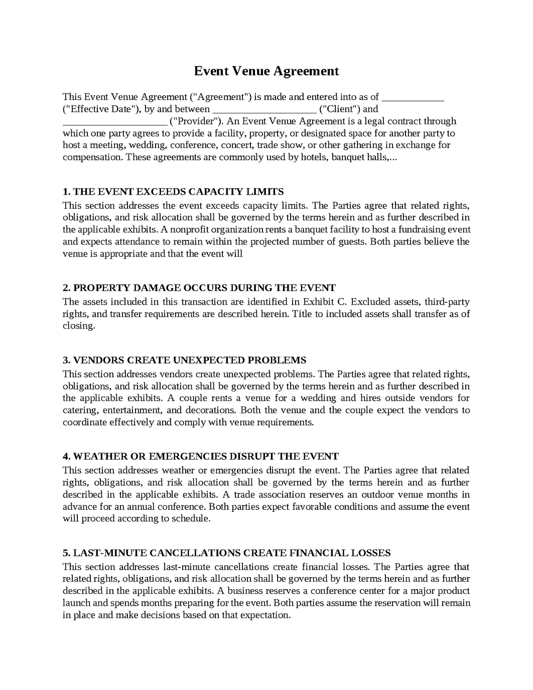 Event Venue Agreement
