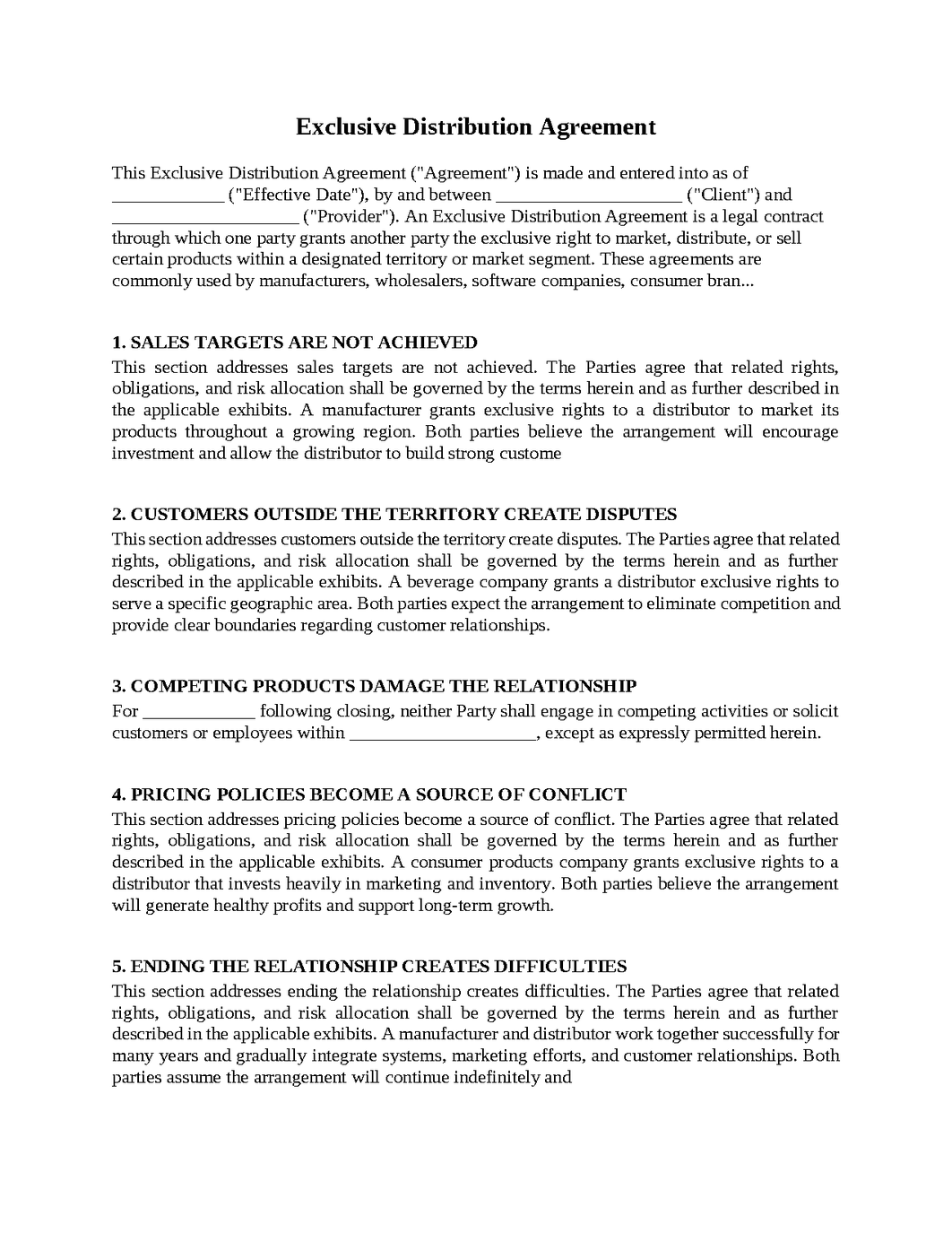 Exclusive Distribution Agreement