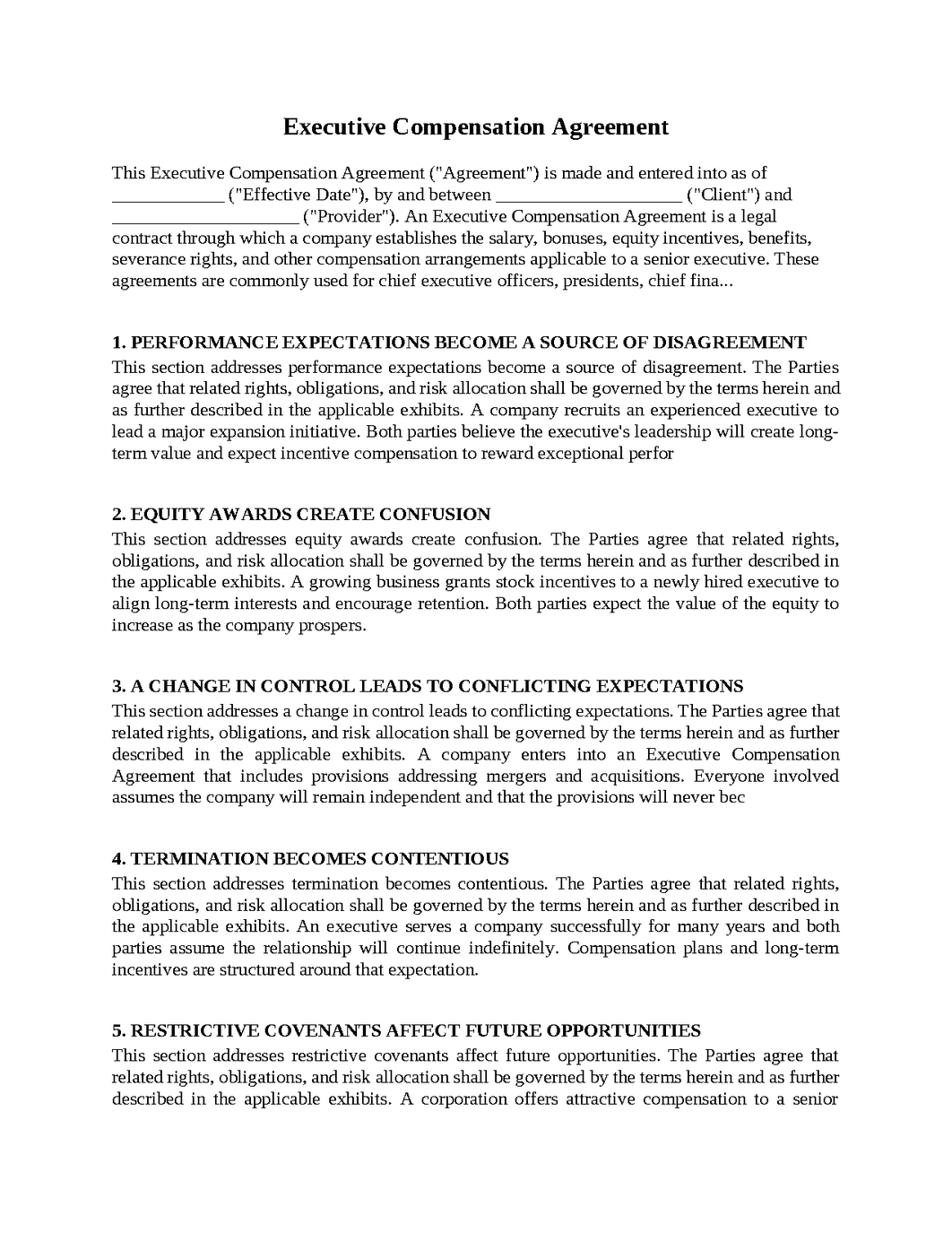 Executive Compensation Agreement