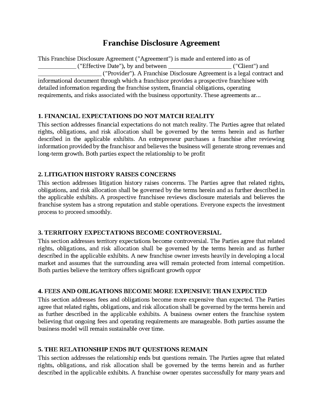 Franchise Disclosure Agreement