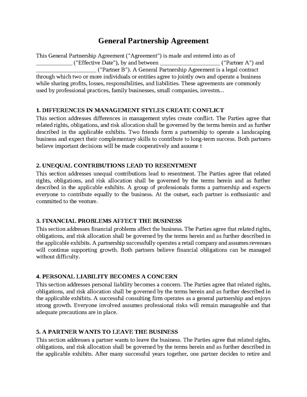 General Partnership Agreement