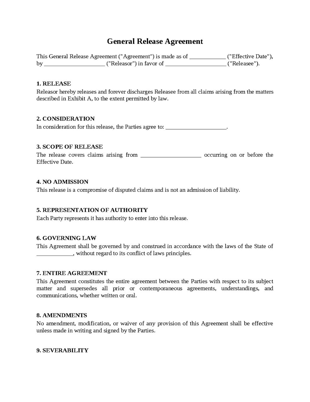 General Release Agreement
