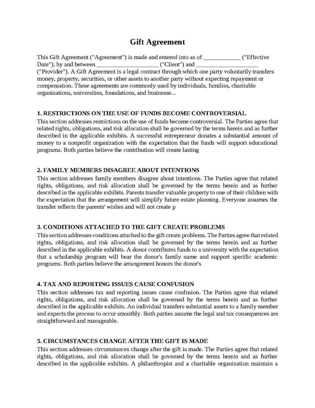 Gift Agreement