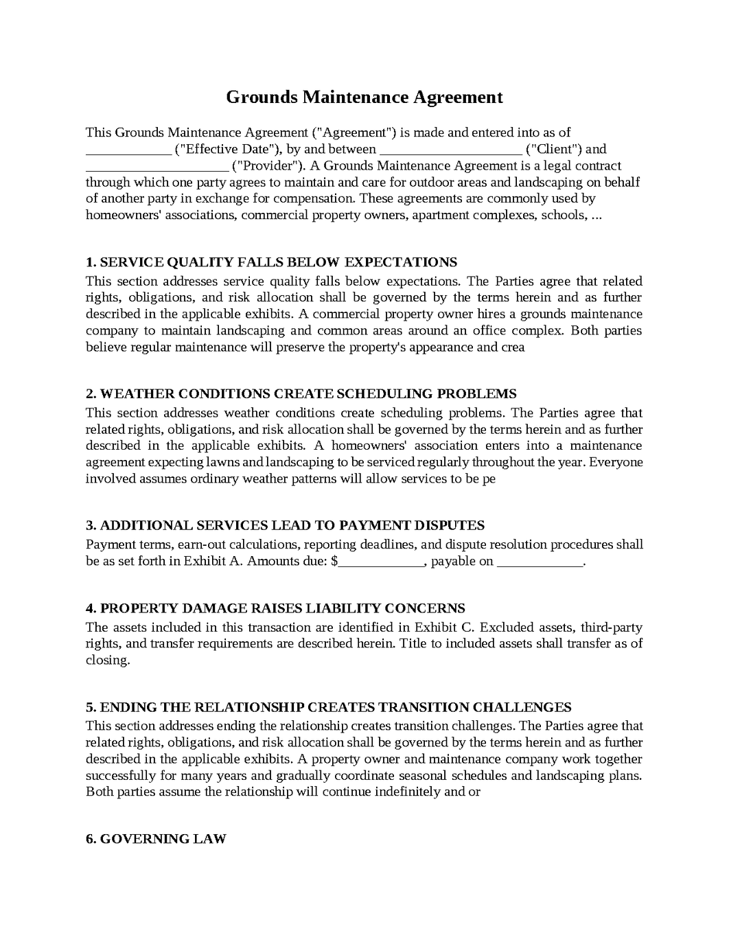 Grounds Maintenance Agreement