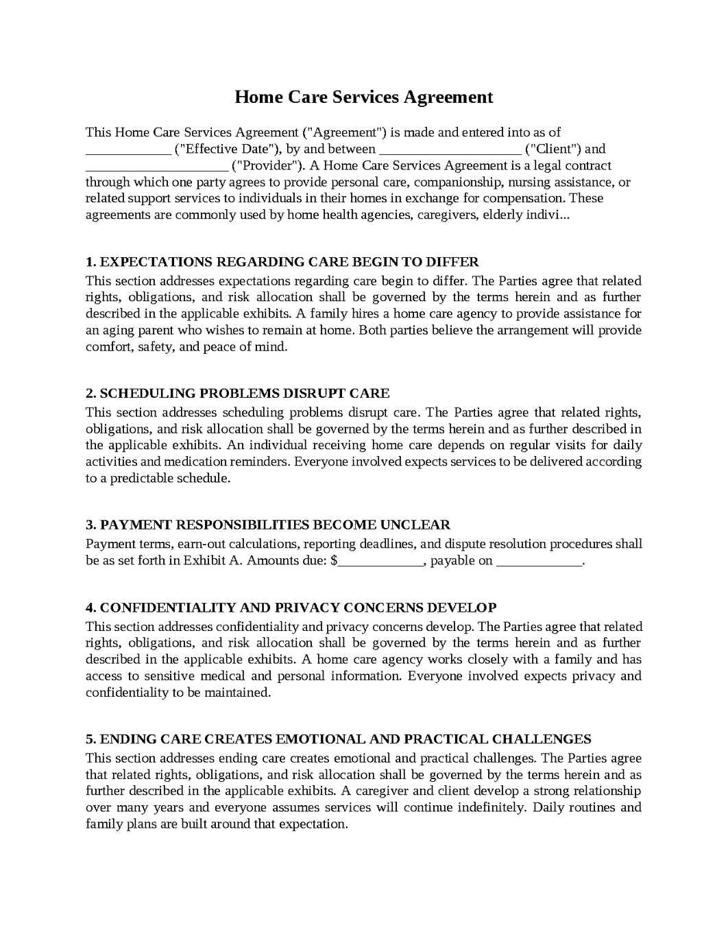Home Care Services Agreement