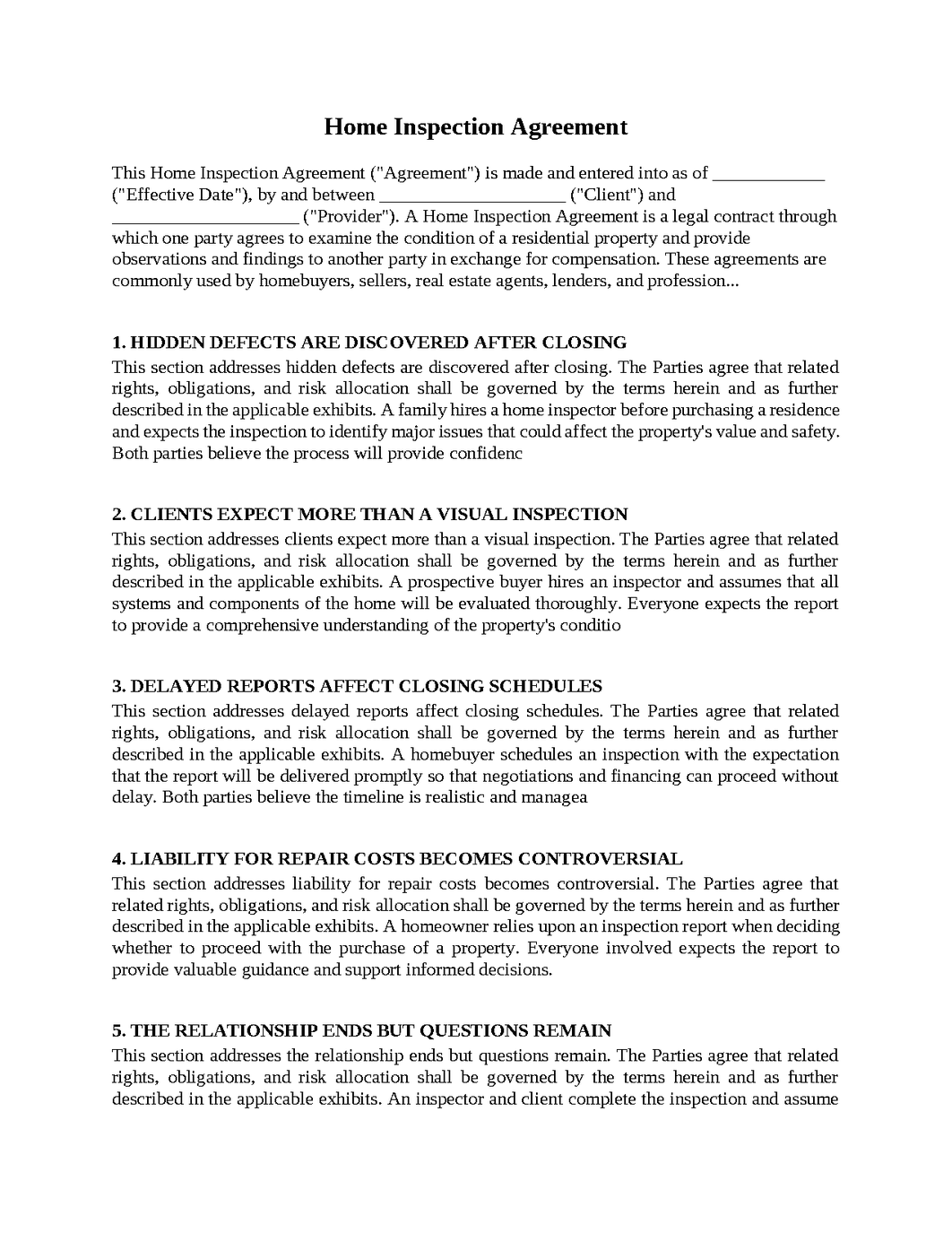 Home Inspection Agreement