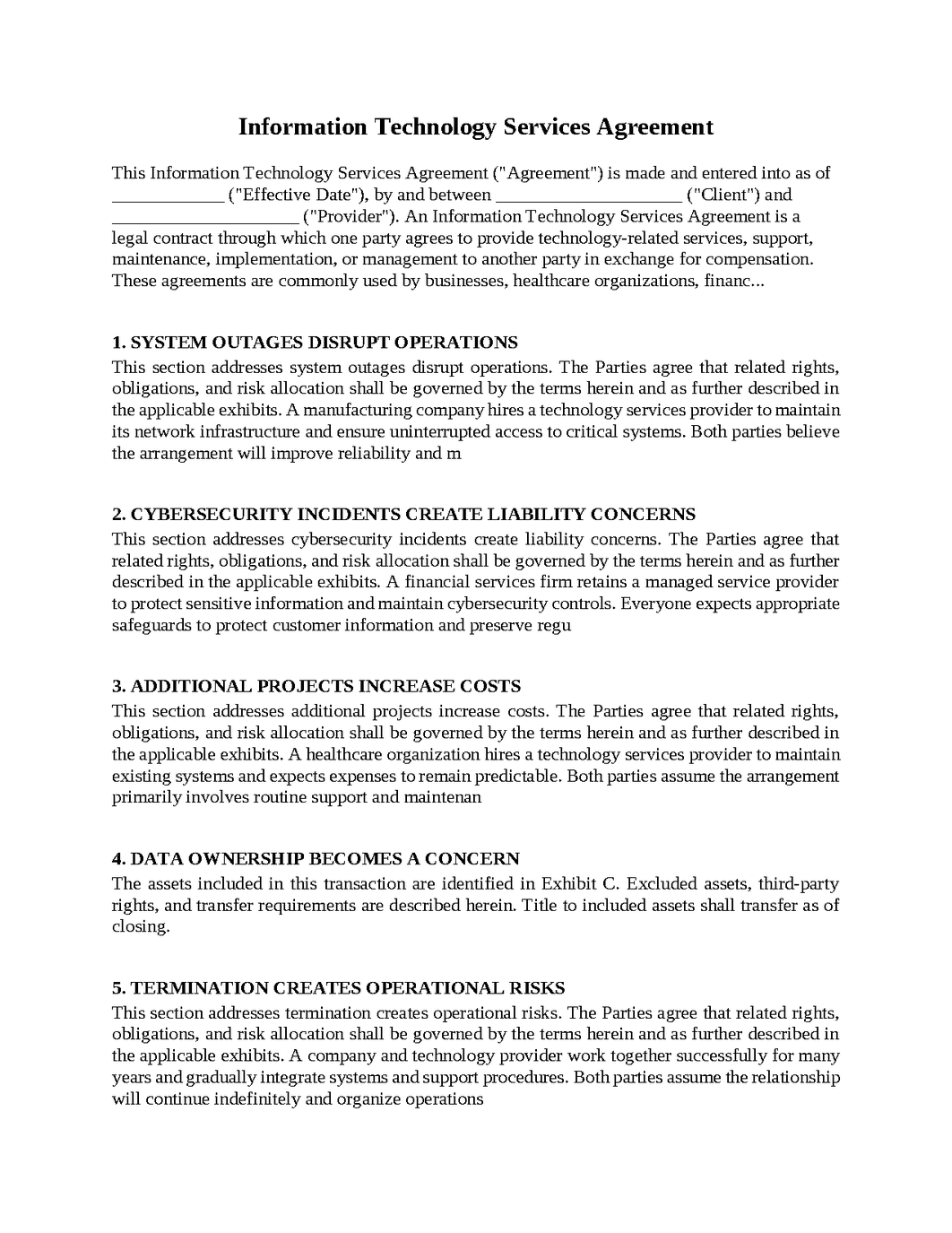 Information Technology Services Agreement