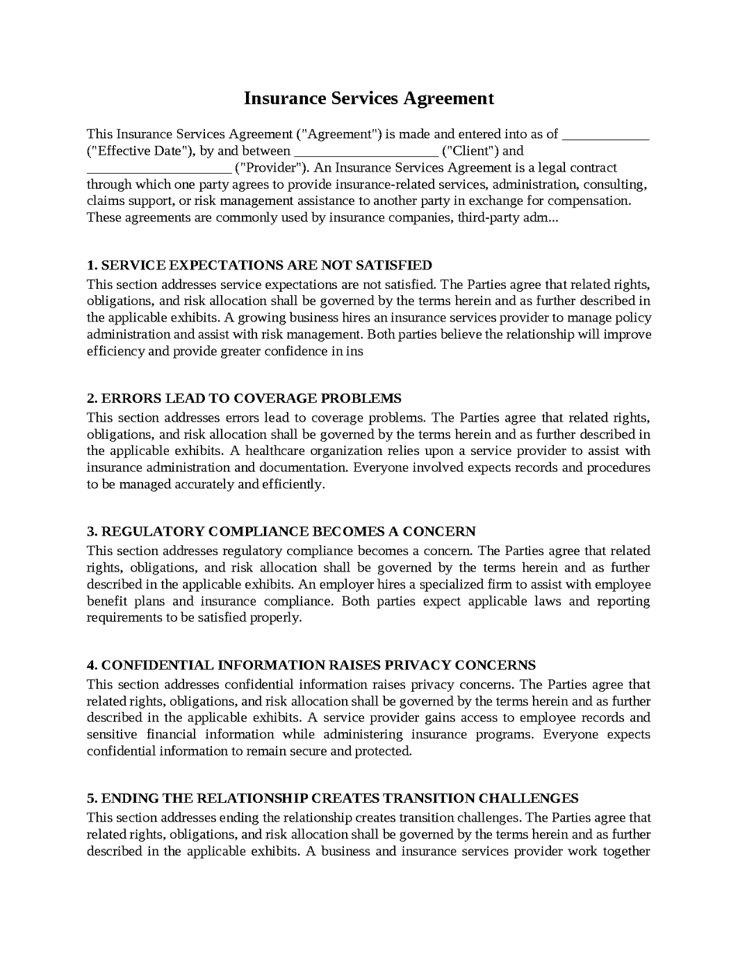 Insurance Services Agreement