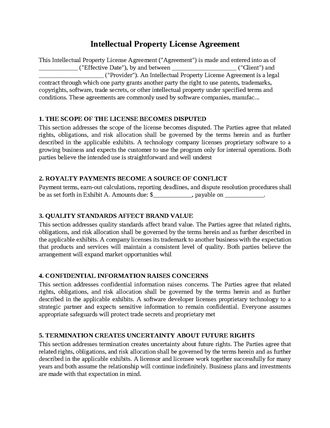 Intellectual Property License Agreement