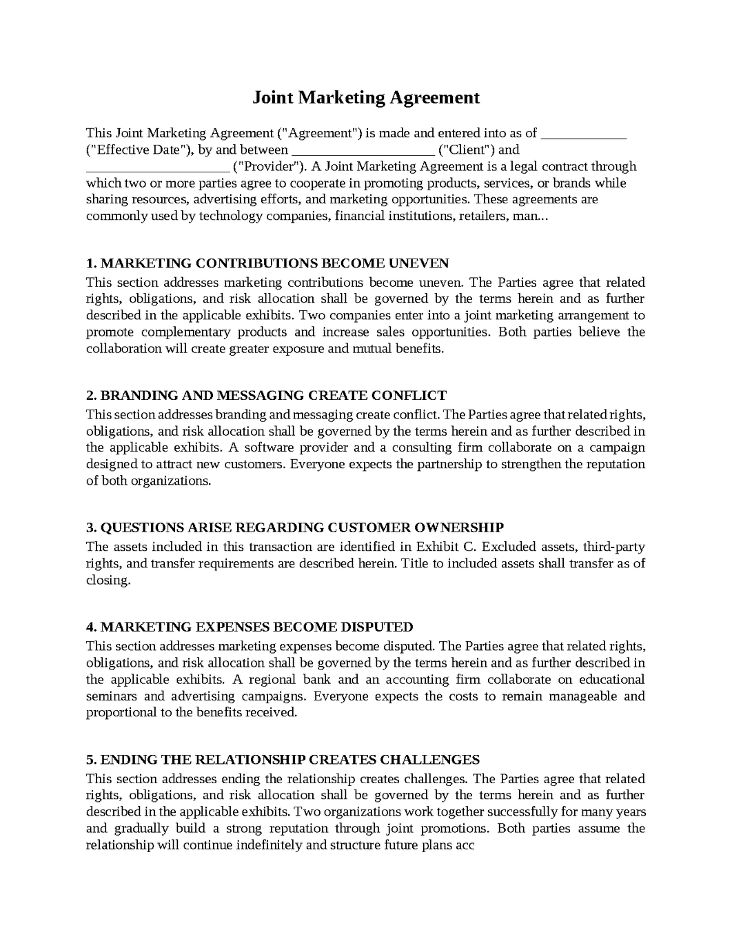 Joint Marketing Agreement
