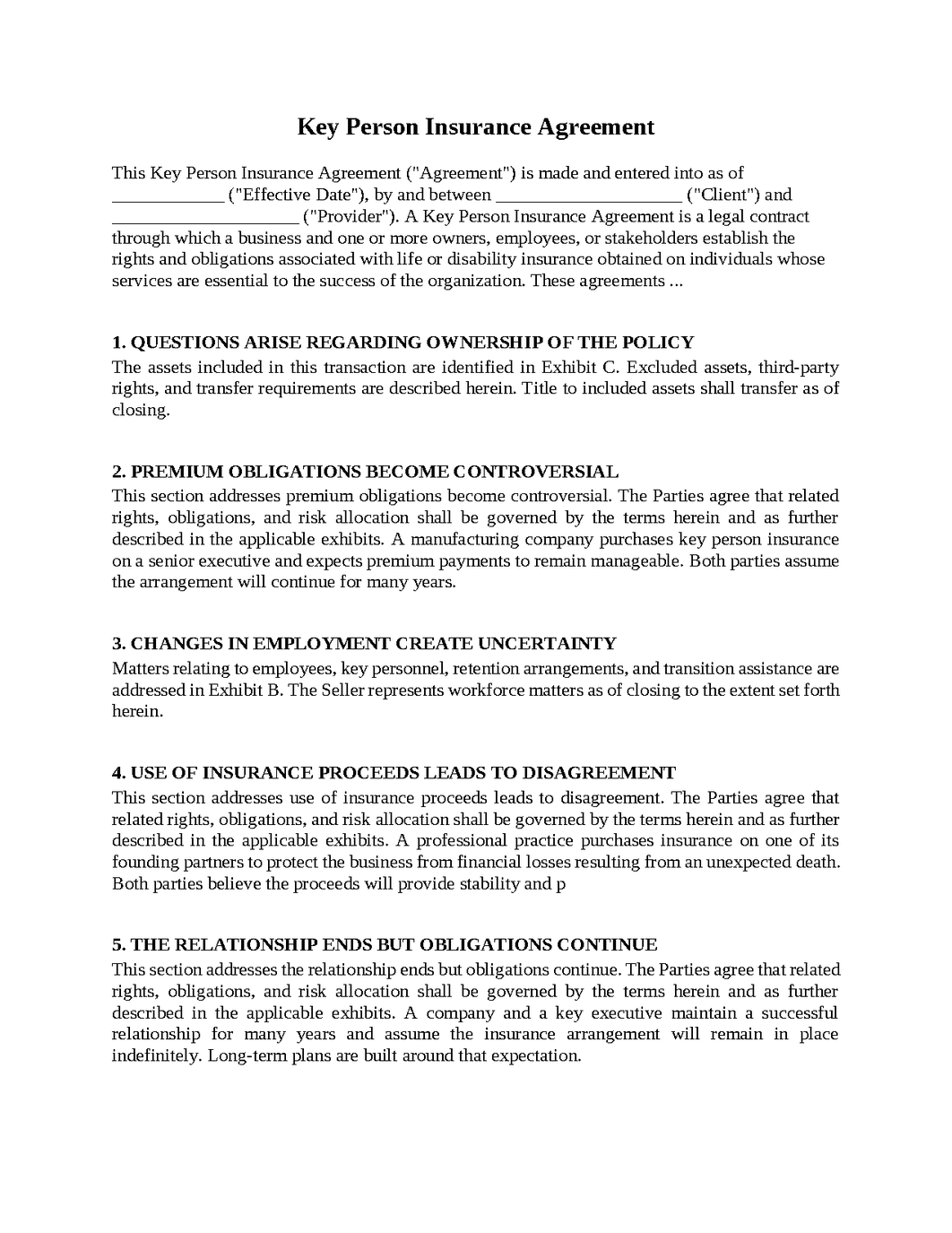Key Person Insurance Agreement
