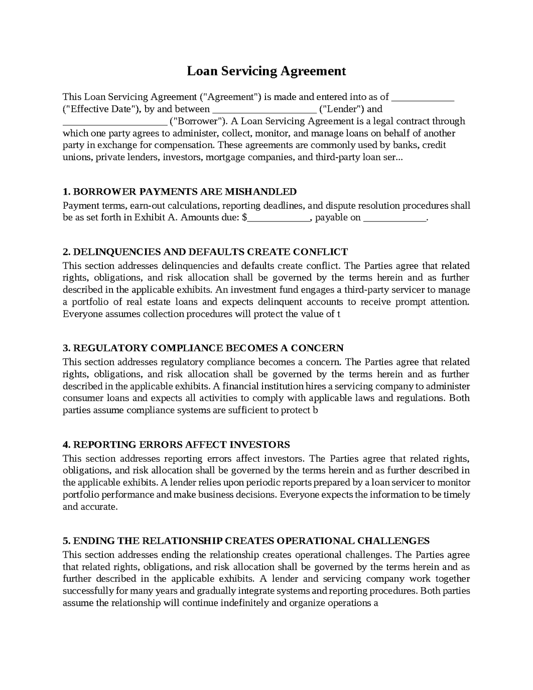 Loan Servicing Agreement