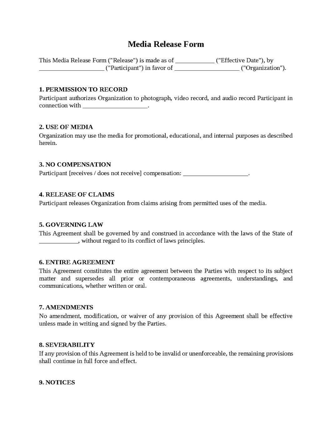 Media Release Form