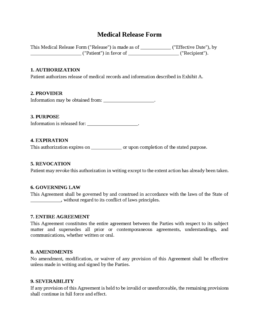 Medical Release Form