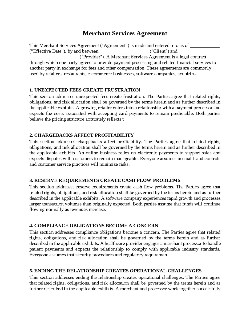 Merchant Services Agreement