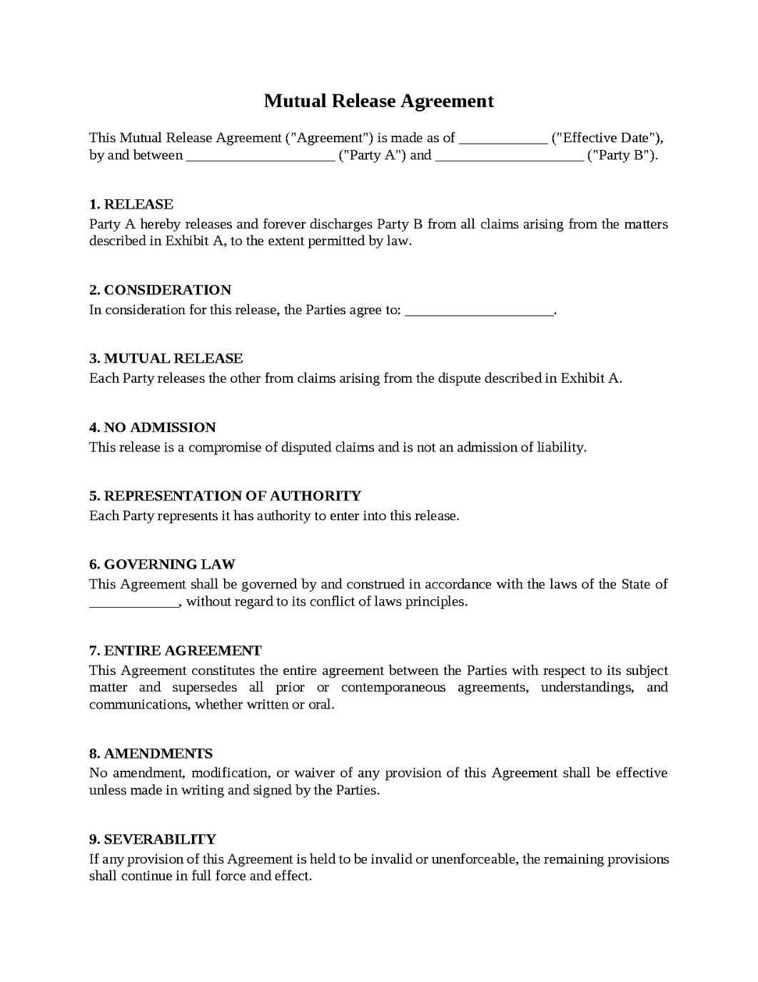 Mutual Release Agreement