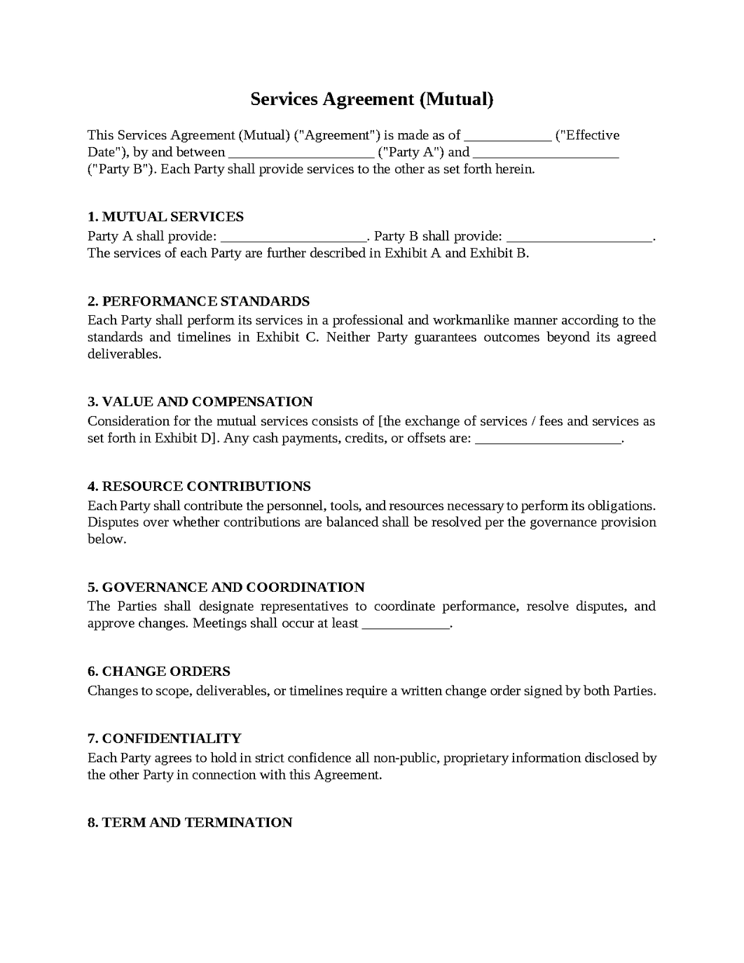 Services Agreement (Mutual)