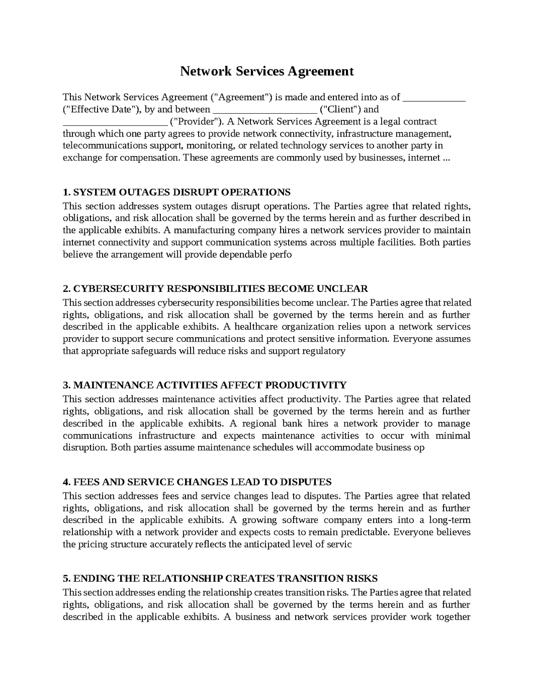 Network Services Agreement