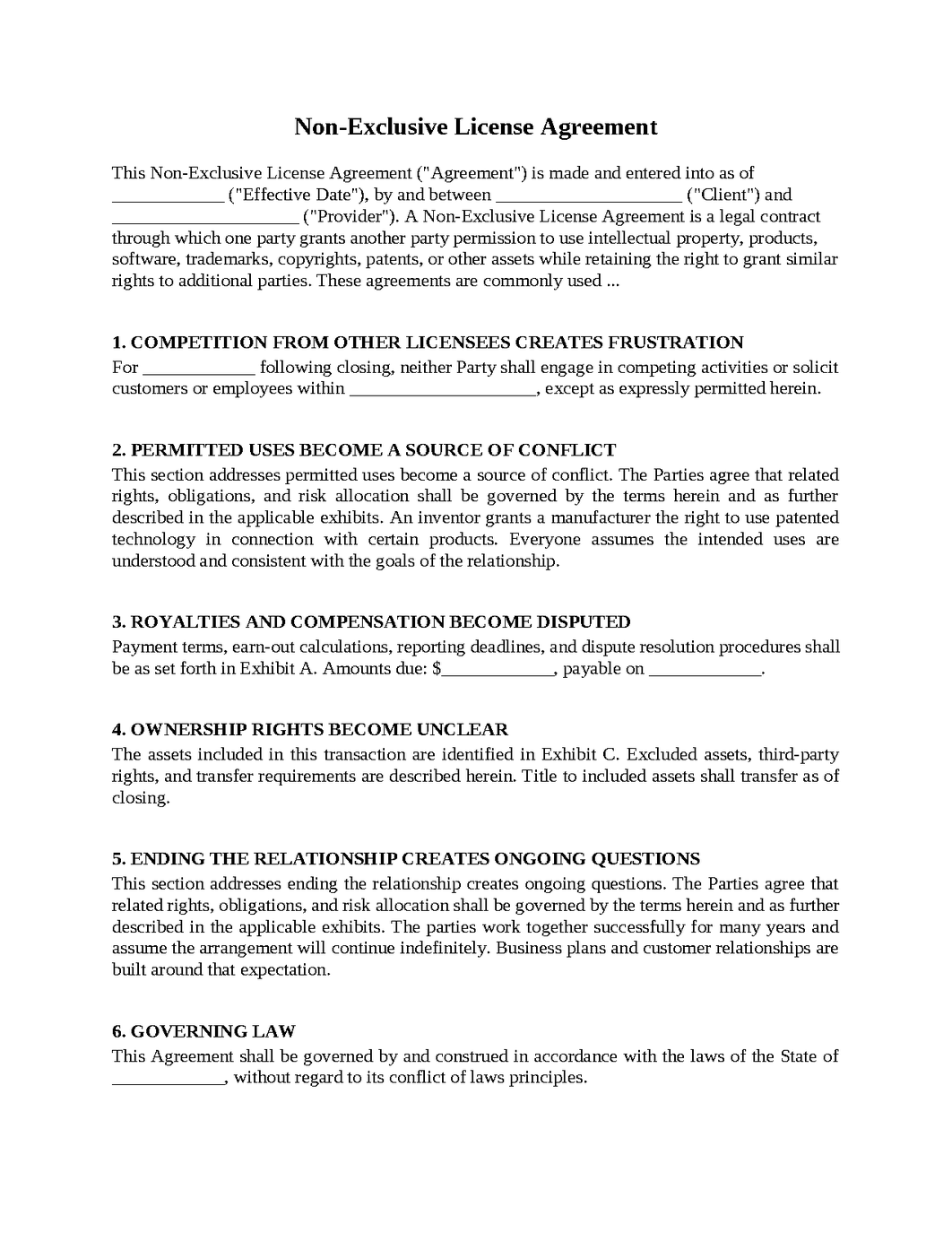 Non-Exclusive License Agreement