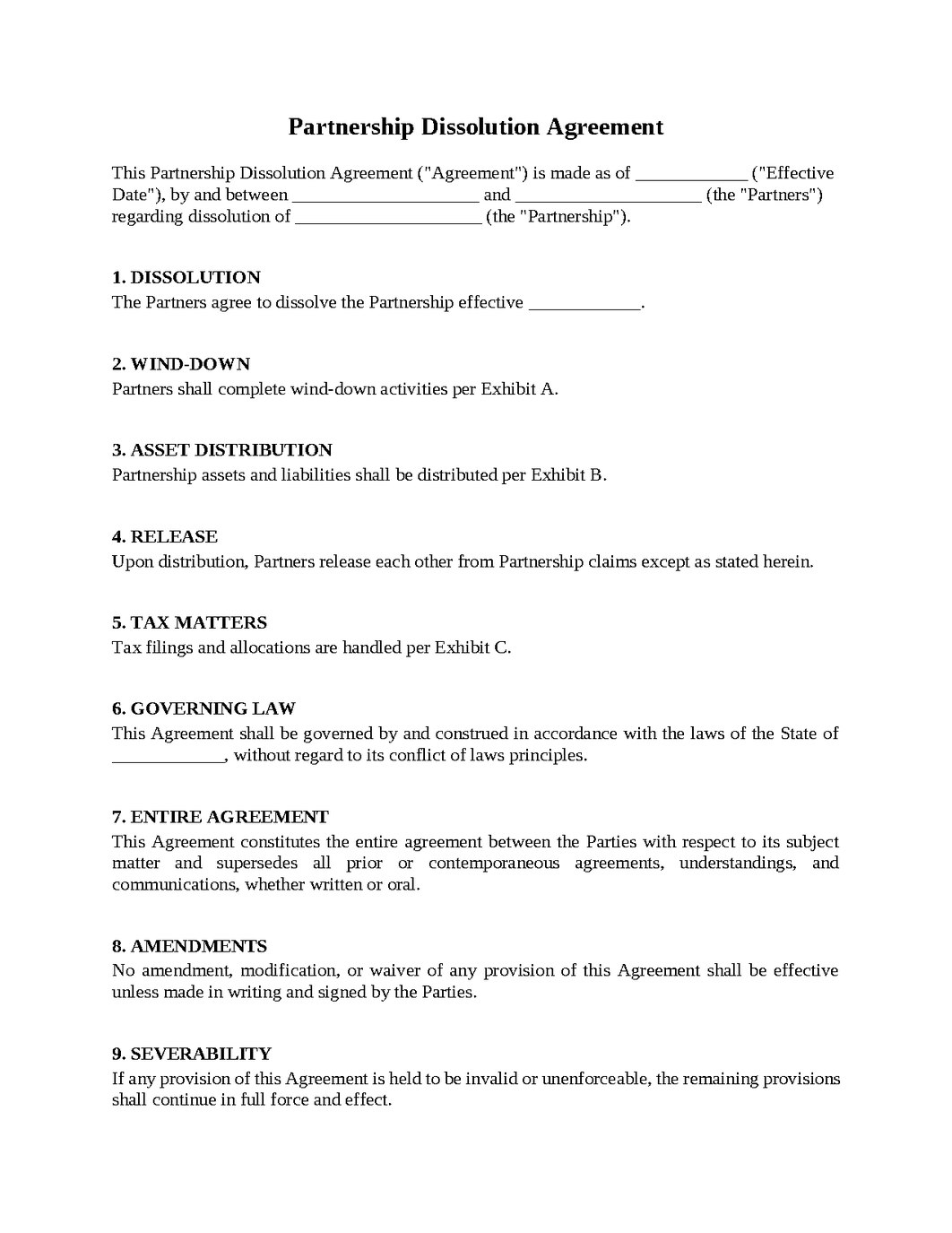 Partnership Dissolution Agreement