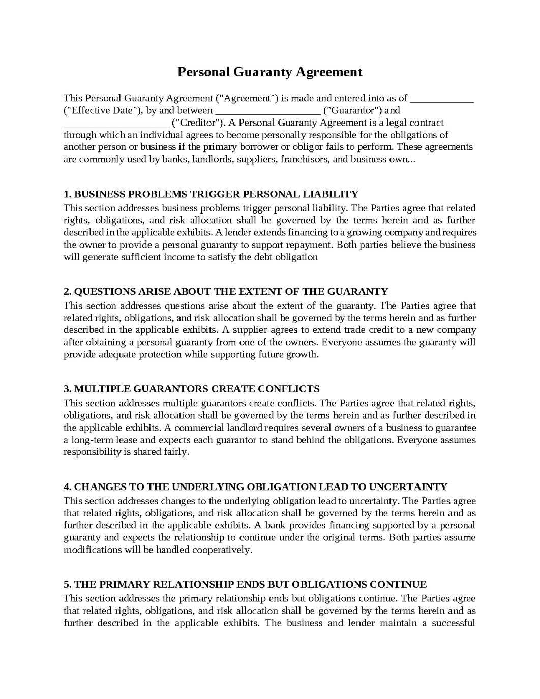 Personal Guaranty Agreement
