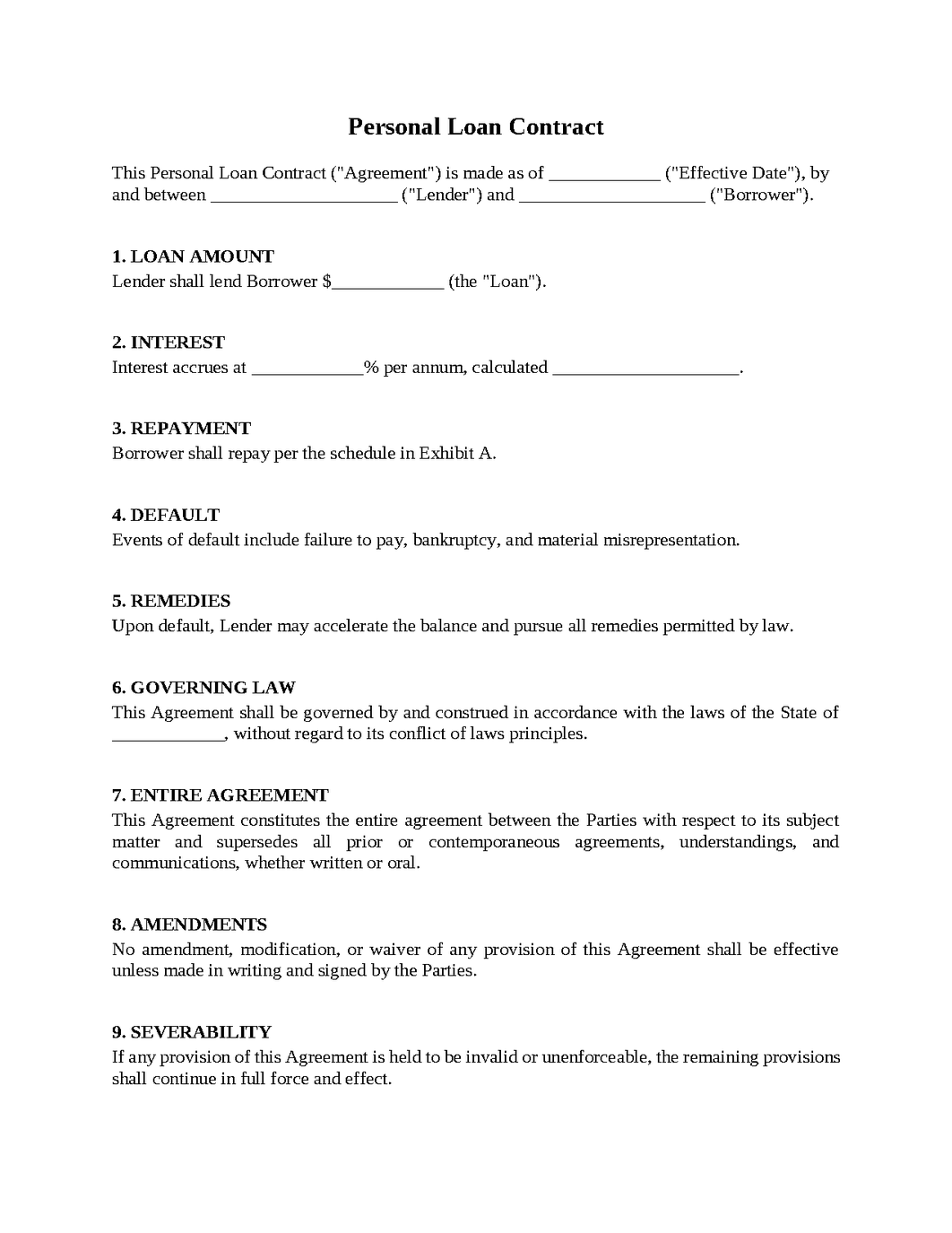 Personal Loan Contract